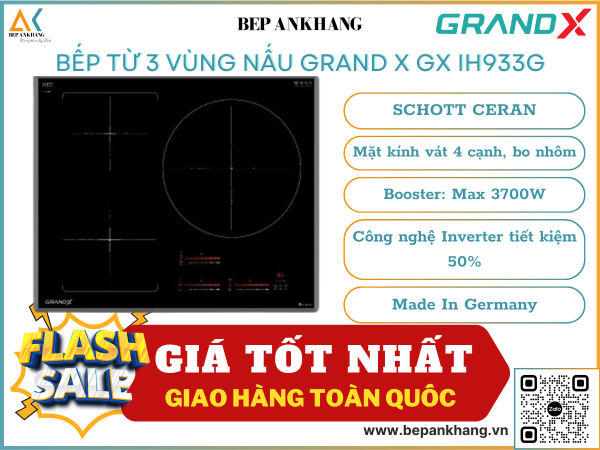 Bếp từ 3 vùng nấu Grand X GX IH933G - Made In Germany